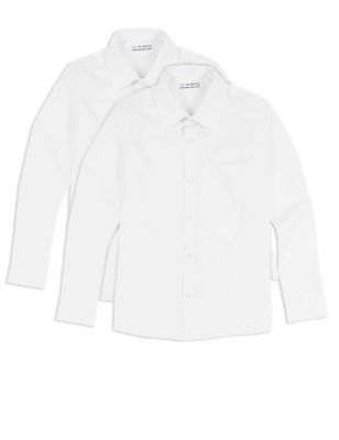 2 Pack Boys&#39; Ultimate Non-Iron Long Sleeve Shirts with Stain Away&trade; in Longer Lengths